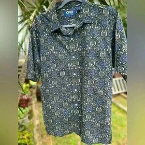 Ono & Company Hawaiian Aloha Shirt Button Down Mens Top Medium Resort‎ Luau